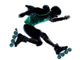man Roller Skater inline  Roller Blading silhouette - obrazy, fototapety, plakaty