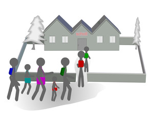 okula giden &ccedil;ocuklar