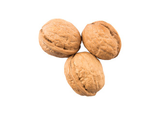 Walnut nuts over white background