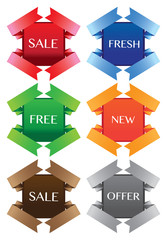 Vector illustration sale labels with ribbons