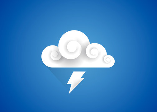 Cloud with weather storm ray illustration. Cloud and rain icon