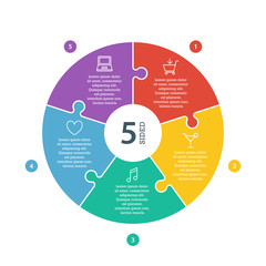 Numbered flat rainbow spectrum colored puzzle presentation chart