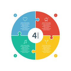 Numbered flat rainbow spectrum colored puzzle presentation chart