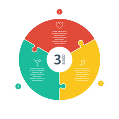 Numbered flat colored puzzle presentation circle chart