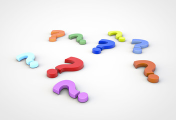 Colorful question marks 3d