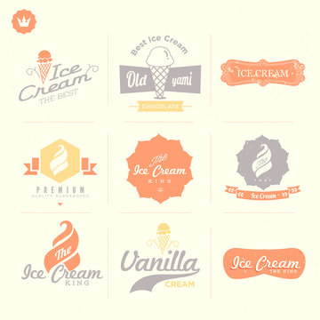 ice cream shop logo badges and labels