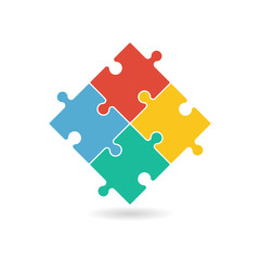 Obraz premium Colorful puzzle pieces forming a square in movement