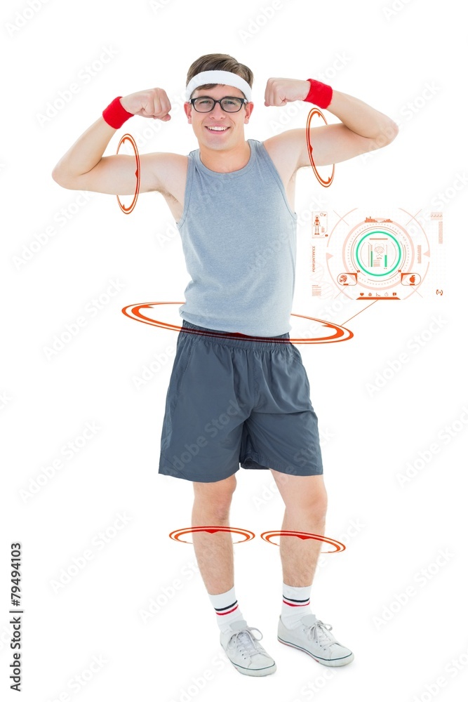 Poster composite image of geeky hipster posing in sportswear