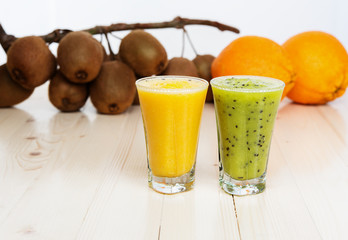 Cocktails from kiwi and orange