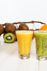 Cocktails from kiwi and orange