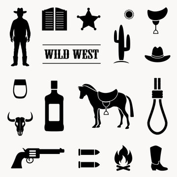 wild west vector background, western cowboy illustration,