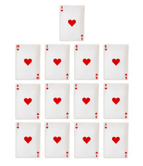 a set of playing cards. hearts