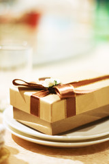 gift box lie on plate