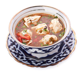 Delicious veal stew soup with meat and vegetables