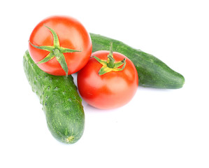 Ripe vegetables isolated on white background