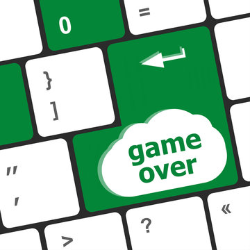 Computer keyboard with game over key - technology background