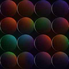 Dark background with balls or circles with rainbow colors
