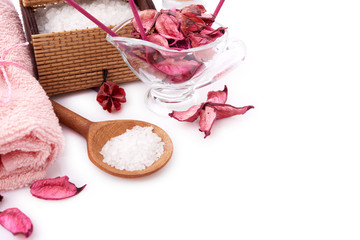 Outdoor spa massage setting at sunset with candlelight