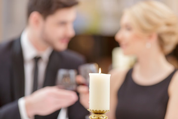 Attractive couple visiting luxury restaurant