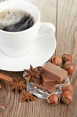 coffee with chocolate and dry breakfast