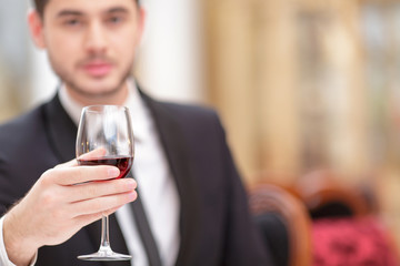 Attractive couple visiting luxury restaurant