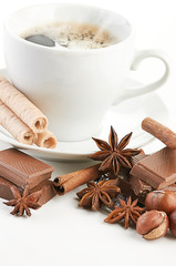 coffee with chocolate and dry breakfast