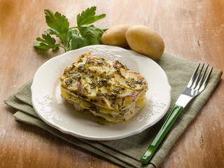 cake with chicken and potatoes