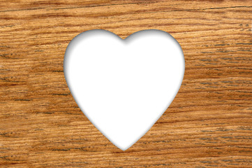 Wood texture with cut heart background