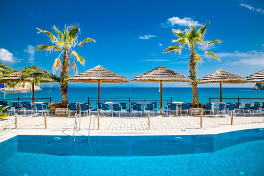 Fototapeta Beautiful Valtos beach near Parga town in Greece.