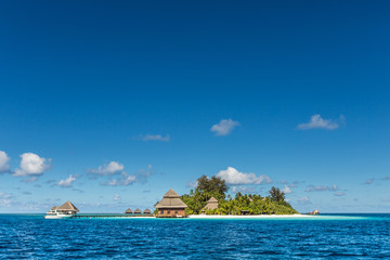 small tropical island with Beach Villas - 79498986