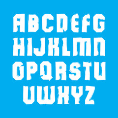 Uppercase calligraphic brush letters, hand-painted white vector
