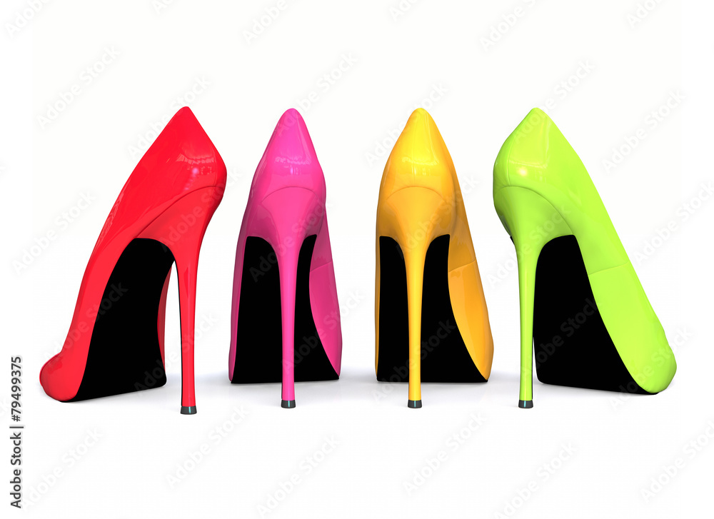 Wall mural 3d colourful high heels