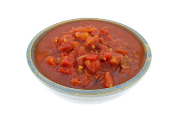 Diced tomatoes with jalapeno peppers in bowl