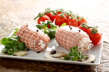 Roulade of meat stuffed
