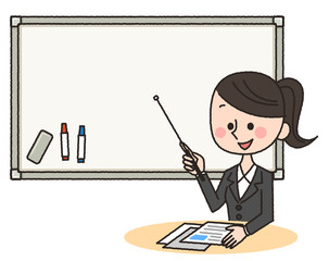 ホワイトボード　スーツ　女性