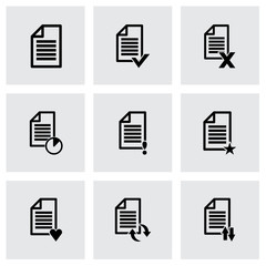 Vector black document icon set