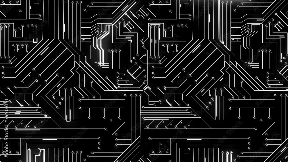 Poster White lines moving through circuit board