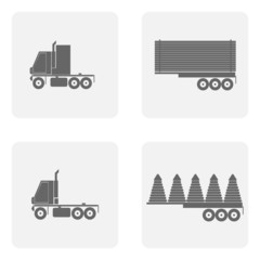 monochrome icon set with truck