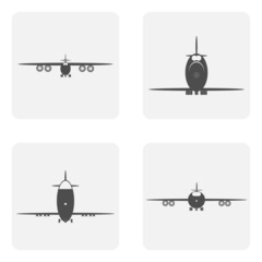 monochrome icons set with planes