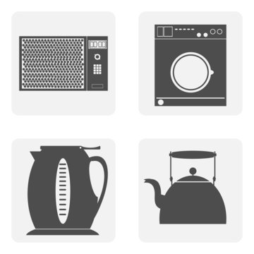 monochrome icon set with house kitchen
