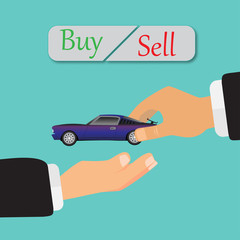 From hand to hand to buy or sell a car vector illustration