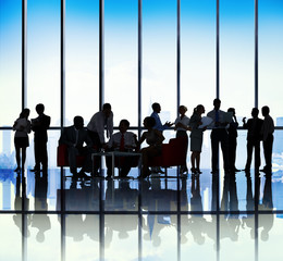 Silhouette Group Business People Meeting Concept