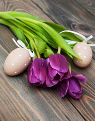 Tulips and easter eggs