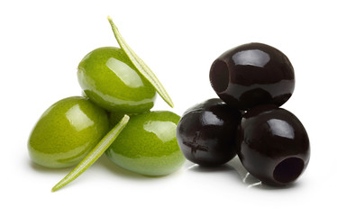 Green and black olives