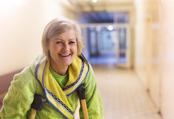 Woman with crutches