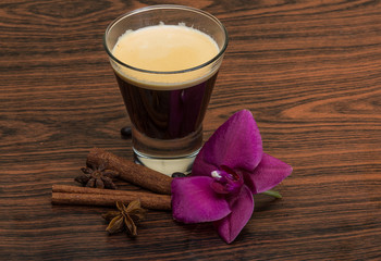 Espresso with orchid