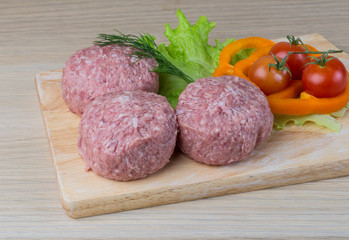 Raw burger cutlet