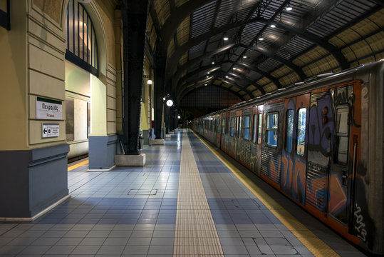 train at metro station awaiting departure