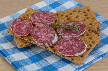 Crispbread with salami