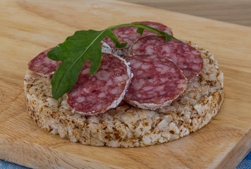 Crispbread with salami